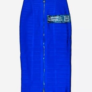 Herve Leger Paris Pencil Skirt “Sia” Blue Sapphire XS. Showstopper. Authentic